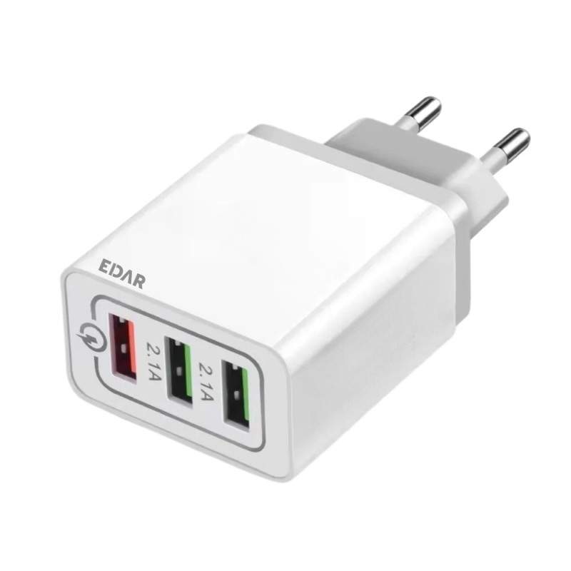 Adaptor EDAR cu 3 Porturi USB Si Micro USB Pentru Telefon, Dispozitiv De Retea, Alb Adaptor EDAR cu 3 Porturi USB Si Micro USB Pentru Telefon, Dispozitiv De Retea, Alb