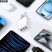 Adaptor EDAR cu 3 Porturi USB Si Micro USB Pentru Telefon, Dispozitiv De Retea, Alb