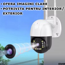 Camera De Supraveghere 4G WiFi EDAR, Control Aplicatie Telefon, 3 MP, Pentru Exterior/Interior, Grad Protectie IP66, 4 x Zoom...