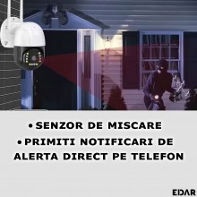 Camera De Supraveghere 4G WiFi EDAR, Control Aplicatie Telefon, 3 MP, Pentru Exterior/Interior, Grad Protectie IP66, 4 x Zoom...
