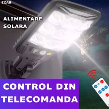 Lampa Solara De Exterior EDAR Model HS8037B, Pentru Casa/Gradina/Terasa, 63 Led COB, Lumina Neutra, Senzori De Miscare, Rezis...