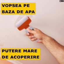 Rola Trafalete SIKS Pentru Vopsit Pereti Cu Rezervor Si Vopsea Lavabila Alba Inclusa, Kit Reparatie Pereti Instant, Antimuceg...