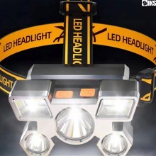 Lanterna de cap LED SIKS, Profesionala, Incarcare USB, 4 Moduri Lumina, 5 Surse De Lumina De Intensitate Mare, Pentru Pescuit...