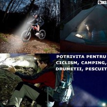 Lanterna de cap LED SIKS, Profesionala, Incarcare USB, 4 Moduri Lumina, 5 Surse De Lumina De Intensitate Mare, Pentru Pescuit...
