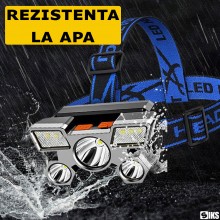 Lanterna de cap LED SIKS, Profesionala, Incarcare USB, 4 Moduri Lumina, 5 Surse De Lumina De Intensitate Mare, Pentru Pescuit...