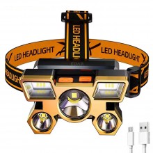 Lanterna frontala LED EDAR, Model XY501, Pentru Cap, Profesionala, Alimentare USB, 4 Moduri Lumina, Mod Stroboscop, Pentru Pe...