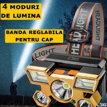 Lanterna de cap LED SIKS, Profesionala, Incarcare USB, 4 Moduri Lumina, 5 Surse De Lumina De Intensitate Mare, Pentru Pescuit...