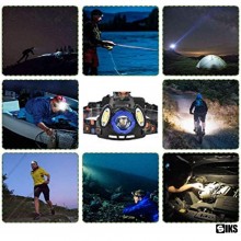 Lanterna de cap LED SIKS, Profesionala, Incarcare USB, 4 Moduri Lumina, 3 Surse De Lumina De Intensitate Mare, Pentru Pescuit...