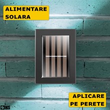 Set 2 x Aplica LED SIKS De Perete Fatada, Gradina, Alee, Decorativa, 2 Leduri, Incarcare Solara, Lumina Sus Si Jos, Alb Rece,...