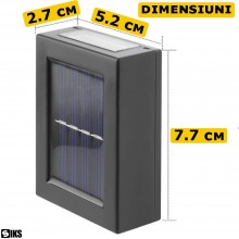 Set 2 x Aplica LED SIKS De Perete Fatada, Gradina, Alee, Decorativa, 2 Leduri, Incarcare Solara, Lumina Sus Si Jos, Alb Rece,...