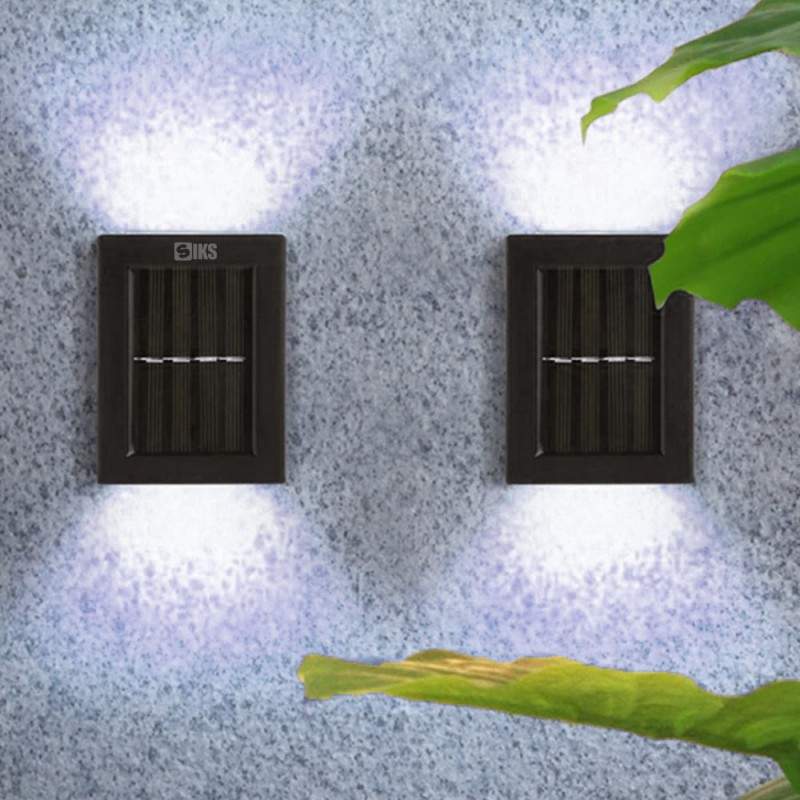 Set 2 x Aplica LED SIKS De Perete Fatada, Gradina, Alee, Decorativa, 2 Leduri, Incarcare Solara, Lumina Sus Si Jos, Alb Rece,...