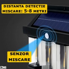 Lampa De Perete LED SIKS Cu Senzor De Miscare Pentru Exterior, Incarcare Solara, 3 Moduri De Iluminare, 4 Lampi De Lumina, Il...