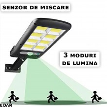 Lampa Solara EDAR, Model BK1208COB, Pentru Gradina/Terasa/Casa, Panou Solar Incorporat, 120 Led Cob, Control Din Telecomanda,...
