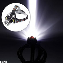 Lanterna frontala LED EDAR, Model T6, Pentru Cap, Profesionala, 3 Surse De Iluminare, Alimentare USB, 4 Moduri Lumina, Mod St...