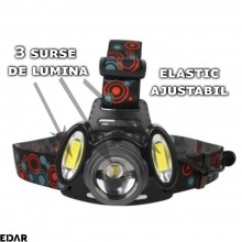 Lanterna frontala LED EDAR, Model T6, Pentru Cap, Profesionala, 3 Surse De Iluminare, Alimentare USB, 4 Moduri Lumina, Mod St... Lanterna frontala LED EDAR, Model T6, Pentru Cap, Profesionala, 3 Surse De Iluminare, Alimentare USB, 4 Moduri Lumina, Mod St...