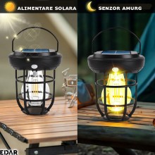 Felinar Solar Portabil EDAR, Lampa De Exterior Cu Panou Solar Incorporat, Prindere Pe Perete Sau Agatare, Pentru Casa, Terasa... Felinar Solar Portabil EDAR, Lampa De Exterior Cu Panou Solar Incorporat, Prindere Pe Perete Sau Agatare, Pentru Casa, Terasa...
