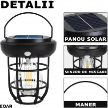 Felinar Solar Portabil EDAR, Lampa De Exterior Cu Panou Solar Incorporat, Prindere Pe Perete Sau Agatare, Pentru Casa, Terasa... Felinar Solar Portabil EDAR, Lampa De Exterior Cu Panou Solar Incorporat, Prindere Pe Perete Sau Agatare, Pentru Casa, Terasa...