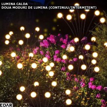 Set 2 x Lampa Solara Decorativa EDAR, Impermeabila, Efect De Licurici, Doua Moduri De Lumina, Fixare In Pamant, Tarus Inclus,... Set 2 x Lampa Solara Decorativa EDAR, Impermeabila, Efect De Licurici, Doua Moduri De Lumina, Fixare In Pamant, Tarus Inclus,...
