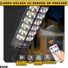 Lampa Solara EDAR Pentru Exterior, Iluminat Stradal Sau Gradina, Model W789A6, 360 Led SMD, Lumina Neutra, Senzori De Miscare...