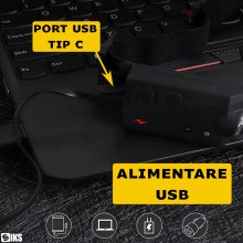 Lanterna De Cap LED SIKS, Cu 3 Benzi, Profesionala, Incarcare USB, 8 Moduri Lumina Inclusiv Mod Culoare Rosie, Reglare Insens...