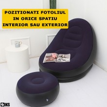 Set Fotoliu Gonflabil SIKS Cu Suport Pentru Picioare, Exterior Catifelat, Realizat Din PVC, Dimensiuni Fotoliu 116x98x83cm, D... Set Fotoliu Gonflabil SIKS Cu Suport Pentru Picioare, Exterior Catifelat, Realizat Din PVC, Dimensiuni Fotoliu 116x98x83cm, D...