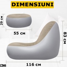 Set Fotoliu Gonflabil SIKS Cu Suport Pentru Picioare, Exterior Catifelat, Realizat Din PVC, Dimensiuni Fotoliu 116x88x83cm, D... Set Fotoliu Gonflabil SIKS Cu Suport Pentru Picioare, Exterior Catifelat, Realizat Din PVC, Dimensiuni Fotoliu 116x88x83cm, D...