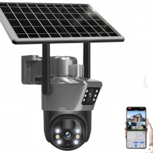 Camera De Supraveghere Video CCTV Dubla WIFI 4G SIKS, Slot Sim, Panou Solar, Tip Doom, 3+3MP, Exterior/Interior, Smart IR, Vi...
