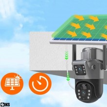 Camera De Supraveghere Video CCTV Dubla WIFI 4G SIKS, Slot Sim, Panou Solar, Tip Doom, 3+3MP, Exterior/Interior, Smart IR, Vi...