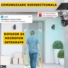 Camera De Supraveghere Video CCTV Dubla WIFI 4G SIKS, Slot Sim, Panou Solar, Tip Doom, 3+3MP, Exterior/Interior, Smart IR, Vi...