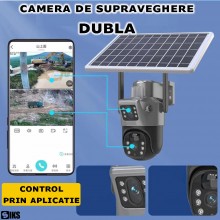 Camera De Supraveghere Video CCTV Dubla WIFI 4G SIKS, Slot Sim, Panou Solar, Tip Doom, 3+3MP, Exterior/Interior, Smart IR, Vi...