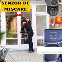 Camera De Supraveghere Video CCTV Dubla WIFI 4G SIKS, Slot Sim, Panou Solar, Tip Doom, 3+3MP, Exterior/Interior, Smart IR, Vi...