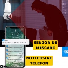 Camera De Supraveghere SIKS Cu Montare In Dulie E27 Sau Normal, Cu Bec Inclus, 3MP, HD, Detectare Persoane, Infrarosu, Rotire...