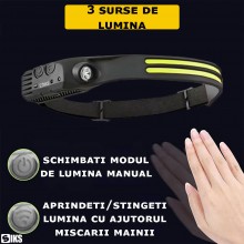 Lanterna De Cap LED SIKS, Cu 2 Benzi, Profesionala, Incarcare USB, 6 Moduri Lumina, Reglare Intensitate, 3 Surse De Lumina De... Lanterna De Cap LED SIKS, Cu 2 Benzi, Profesionala, Incarcare USB, 6 Moduri Lumina, Reglare Intensitate, 3 Surse De Lumina De...