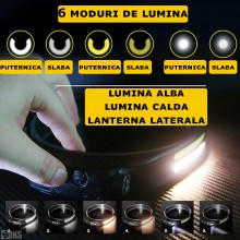 Lanterna De Cap LED SIKS, Cu 2 Benzi, Profesionala, Incarcare USB, 6 Moduri Lumina, Reglare Intensitate, 3 Surse De Lumina De... Lanterna De Cap LED SIKS, Cu 2 Benzi, Profesionala, Incarcare USB, 6 Moduri Lumina, Reglare Intensitate, 3 Surse De Lumina De...