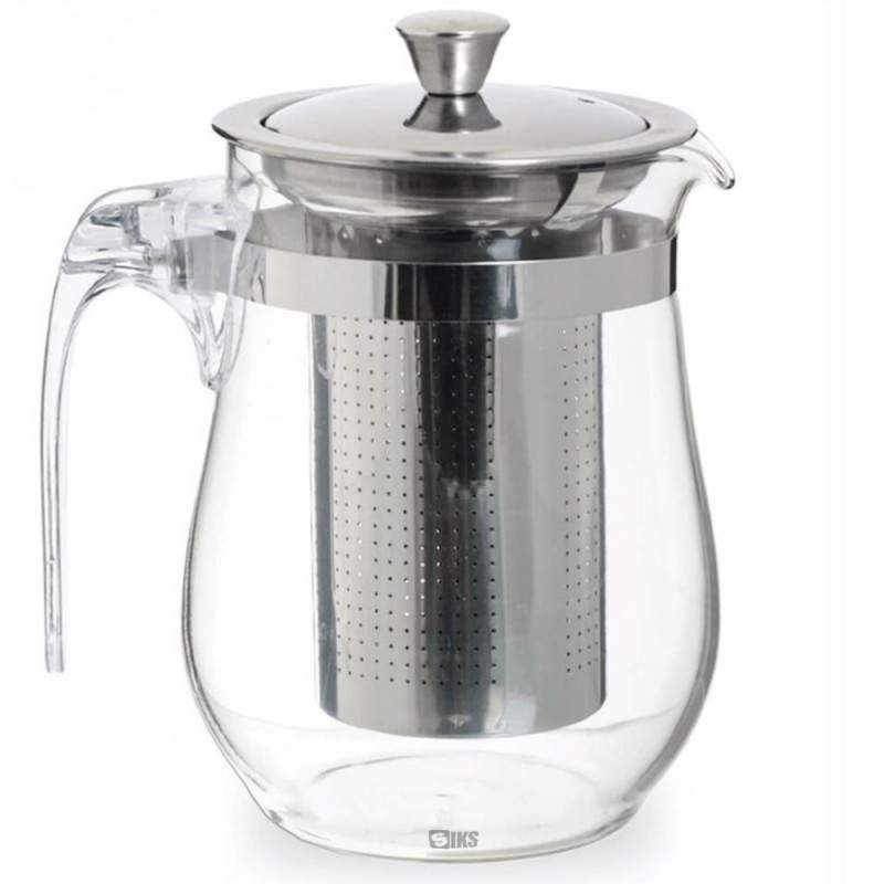 Ceainic Cu Infuzor Din Sticla Si Inox SIKS, 750ml, Rezistenta La Caldura, Antiexplozie, Usor de curatat, Sticla Borosilicata,...