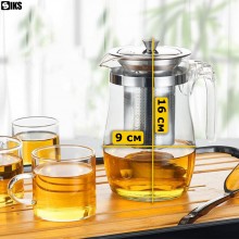 Ceainic Cu Infuzor Din Sticla Si Inox SIKS, 750ml, Rezistenta La Caldura, Antiexplozie, Usor de curatat, Sticla Borosilicata,...