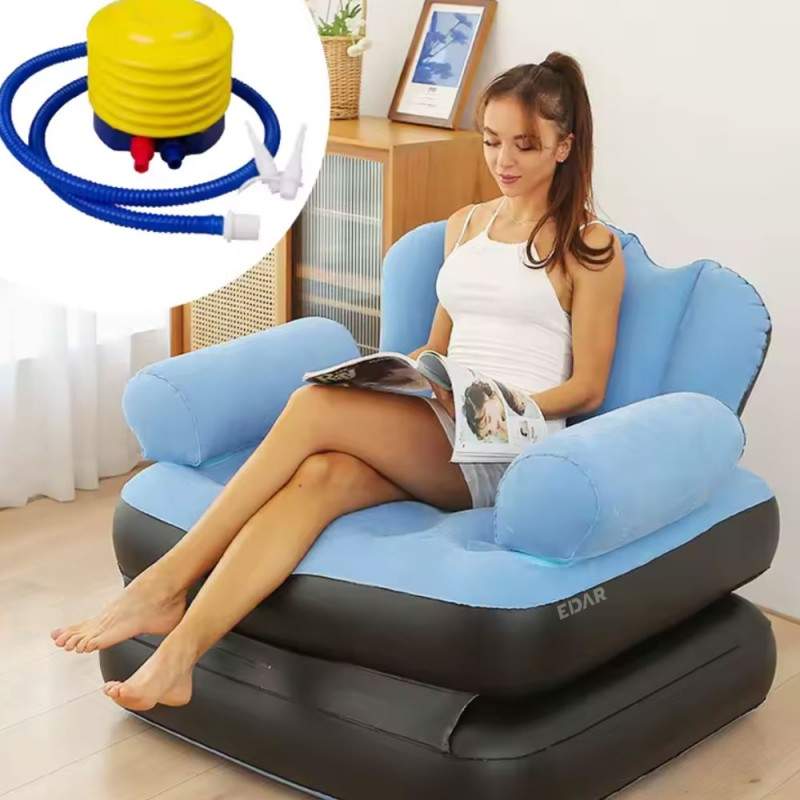 Fotoliu Gonflabil EDAR 2 In 1, Pompa Inclusa, Utilizare Ca Fotoliu Sau Sezlong, Pentru Interior/Exterior, Rezistent La Apa, C...