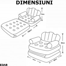 Fotoliu Gonflabil EDAR 2 In 1, Pompa Inclusa, Utilizare Ca Fotoliu Sau Sezlong, Pentru Interior/Exterior, Rezistent La Apa, C...