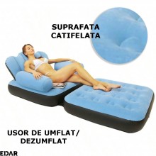 Fotoliu Gonflabil EDAR 2 In 1, Pompa Inclusa, Utilizare Ca Fotoliu Sau Sezlong, Pentru Interior/Exterior, Rezistent La Apa, C...