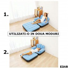 Fotoliu Gonflabil EDAR 2 In 1, Pompa Inclusa, Utilizare Ca Fotoliu Sau Sezlong, Pentru Interior/Exterior, Rezistent La Apa, C...