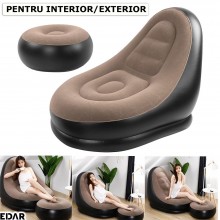 Fotoliu Gonflabil EDAR Cu Suport Picioare, Pompa Inclusa, Pentru Interior/Exterior, Rezistent La Apa, Catifelat, Fotoliu 116x... Fotoliu Gonflabil EDAR Cu Suport Picioare, Pompa Inclusa, Pentru Interior/Exterior, Rezistent La Apa, Catifelat, Fotoliu 116x...