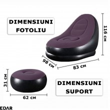 Fotoliu Gonflabil EDAR Cu Suport Picioare, Pompa Inclusa, Pentru Interior/Exterior, Rezistent La Apa, Catifelat, Fotoliu 116x... Fotoliu Gonflabil EDAR Cu Suport Picioare, Pompa Inclusa, Pentru Interior/Exterior, Rezistent La Apa, Catifelat, Fotoliu 116x...