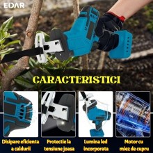 Fierăstrău Pendular EDAR Cu Acumulator, Albastru, 3000 RPM, Include 5 Panze De Tăiere, 100 mm Adâncime De Tăiere, Lumina LED ...