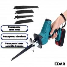 Fierăstrău Pendular EDAR Cu Acumulator, Albastru, 3000 RPM, Include 5 Panze De Tăiere, 100 mm Adâncime De Tăiere, Lumina LED ...