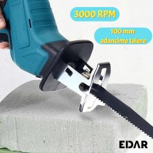 Fierăstrău Pendular EDAR Cu Acumulator, Albastru, 3000 RPM, Include 5 Panze De Tăiere, 100 mm Adâncime De Tăiere, Lumina LED ...