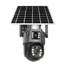 Camera Dubla de Supraveghere Video EDAR CCTV WIFI 4G cu SIM și Încărcare Panou Solar, Tip Doom, 3MP + 3MP, Exterior/Interior,...
