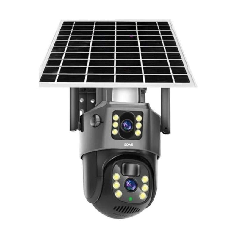Camera Dubla de Supraveghere Video EDAR CCTV WIFI 4G cu SIM și Încărcare Panou Solar, Tip Doom, 3MP + 3MP, Exterior/Interior,...