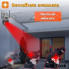 Camera Dubla de Supraveghere Video EDAR CCTV WIFI 4G cu SIM și Încărcare Panou Solar, Tip Doom, 3MP + 3MP, Exterior/Interior,...