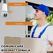 Camera De Supraveghere Tip Bec EDAR, Pentru Interior, Smart, Control Aplicatie Telefon, Montare In Dulie E27 Sau Normal, 3MP,...