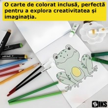 Set SIKS De Pictura Si Desen Pentru Copii, Trusa De Creatie Cu 46 Piese, Carte De Colorat, Gentuta Tip Valiza Pentru Depozita...
